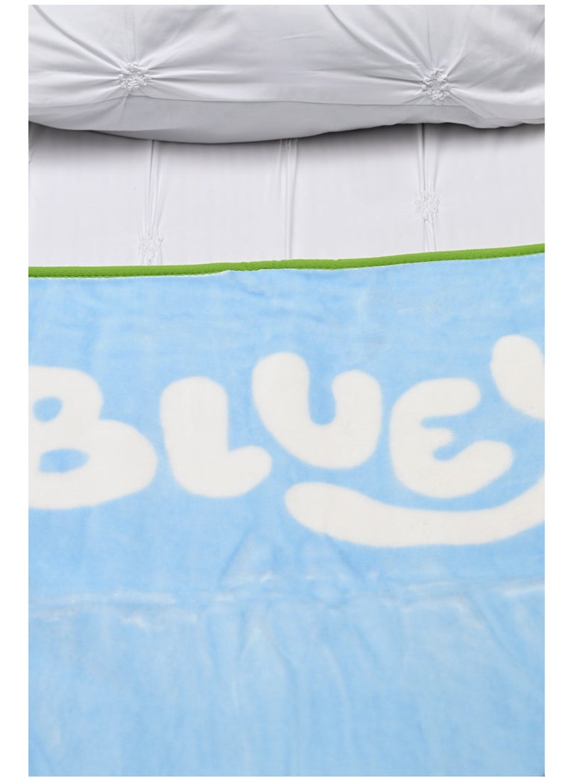 BLUEY Bluey Raschel Blanket - Ultra-Soft & Lightweight 100% Polyester Throw-Blue Color  - Image 3