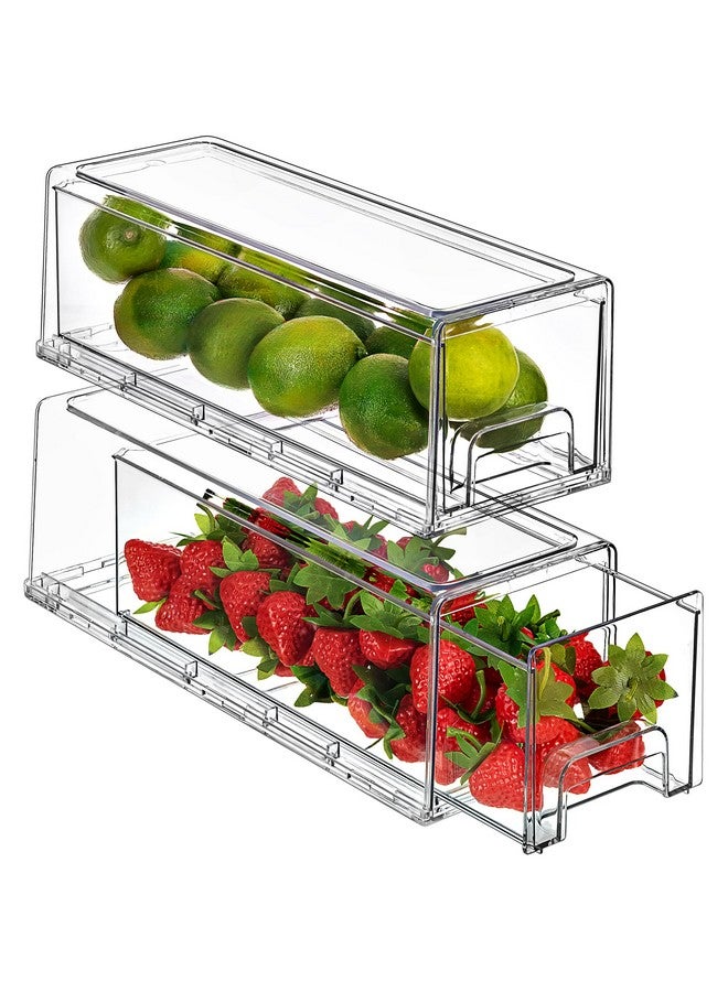 Sorbus Fridge Drawers, Clear Stackable Pull Out Refrigerator Organizer Bins - Food Storage Containers for Kitchen, Refrigerator, Freezer, Vanity & Fridge Organization and Storage (2 Pack | Small Wide) - Image 1