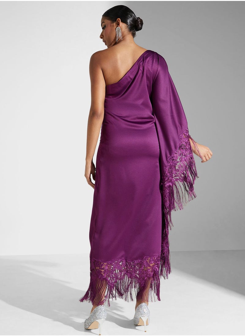 Threadz by Ajooni - Lace Patched Fringe Kaftan - Image 1