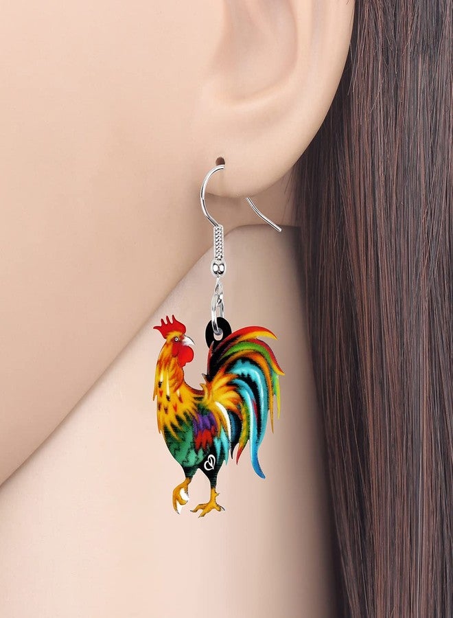 BONSNY Acrylic Drop Rooster Chicken Earrings Funny Design Lovely Gift For Women By The Bonsny (Yelllow) - Image 2