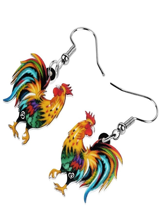 BONSNY Acrylic Drop Rooster Chicken Earrings Funny Design Lovely Gift For Women By The Bonsny (Yelllow) - Image 3