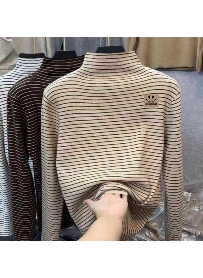 Boys And Girls Thermal Base Layer Long-sleeve Half-high Collar Top Children's Spring And Autumn Pullover Fashion Versatile Warm Autumn Clothing Trendy
