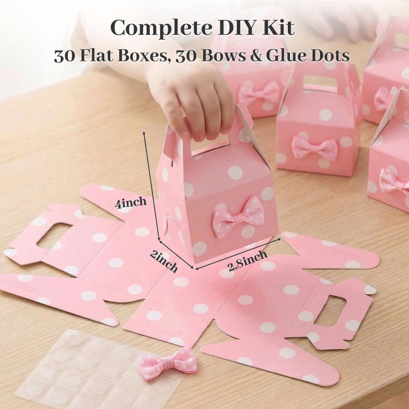 VGOODALL 30PCS Party Favor Boxes, 2.8 Ã— 2 Ã— 4 inches Little Polka Dot Favor Boxes Small Pink Candy bags for Kids Candy Birthday Party - Image 2