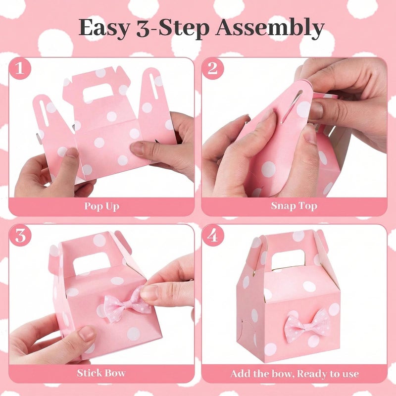 VGOODALL 30PCS Party Favor Boxes, 2.8 Ã— 2 Ã— 4 inches Little Polka Dot Favor Boxes Small Pink Candy bags for Kids Candy Birthday Party - Image 4