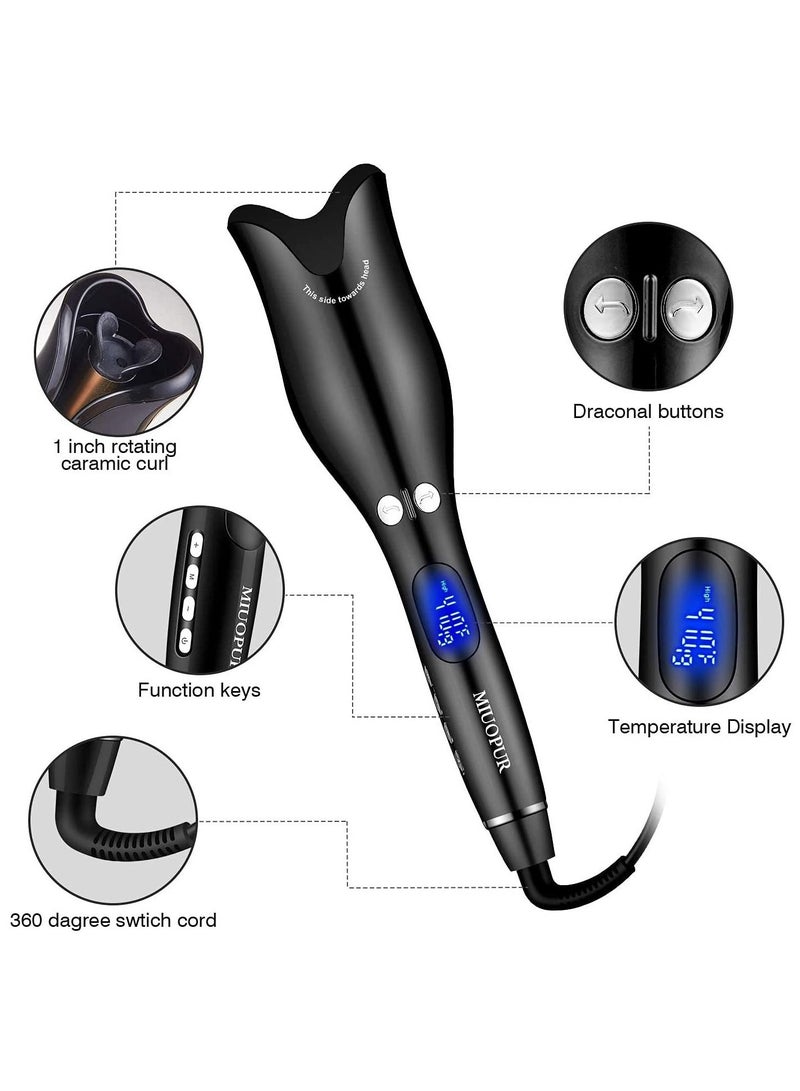 Multi-Automatic Hair Curler HICITI Hair Curling Iron LCD Ceramic Rotating Hair Waver Magic Curling Wand Irons Hair Styling Tools (BLACK) - Image 1