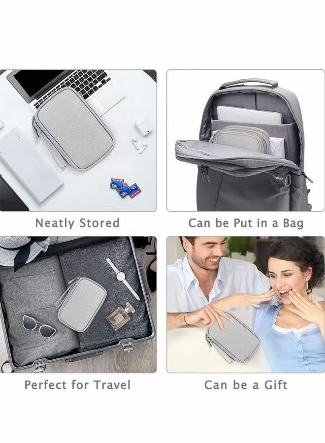 Electronic Organizer Pouch Bag,3 Compartments Travel Cable Organizer Bag Pouch Portable Electronic Phone Accessories Storage Multifunctional Case for Cable,Cord,Charger,Hard Drive,Earphone Grey  - Image 4