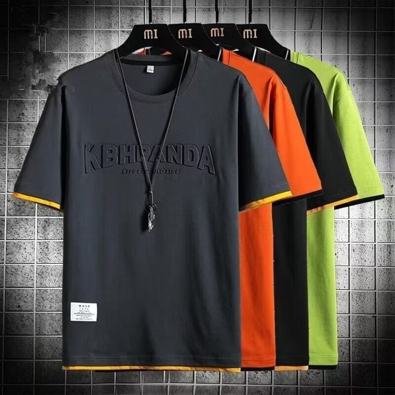New Men'S Short-Sleeved T-Shirt Men'S Student Cotton T-Shirt Summer Round Neck Half-Sleeved Youth Base Shirt Ins Trendy Brand Men'S - Image 2