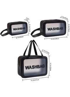 URbazaar 3Pcs Portable PVC Waterproof Cosmetic Bags Clear Travel Bags for Toiletries Transparent Travel Storage Carry Pouch, Toiletry Bags and Cosmetics Organizer for Women Men  - Image 2