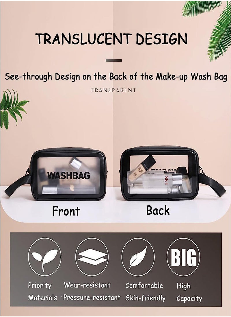 URbazaar 3Pcs Portable PVC Waterproof Cosmetic Bags Clear Travel Bags for Toiletries Transparent Travel Storage Carry Pouch, Toiletry Bags and Cosmetics Organizer for Women Men  - Image 4