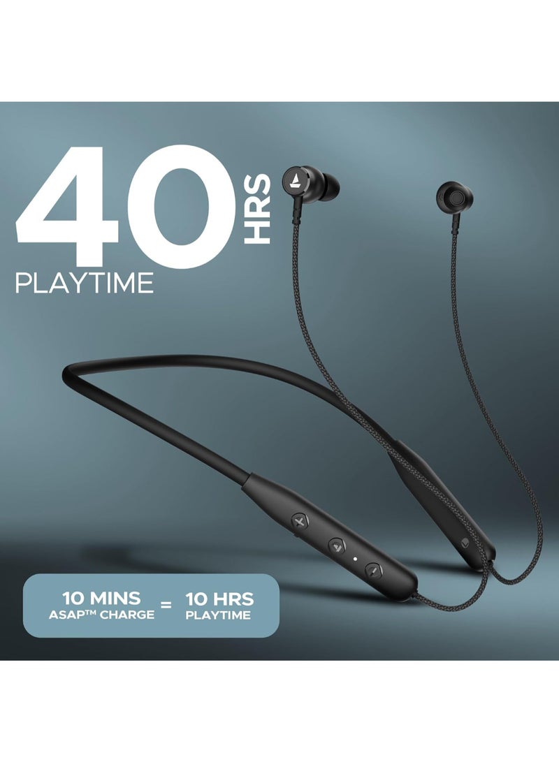 boAt Rockerz 110 Wireless Neckband With Up To 40 Hrs Playtime, Dual Device Pairing, Enx Tech, Beast Mode, Asap Charging, Btv5.3, Ipx5, Type-C Interface & Magnetic Power Buds Active Black - Image 2