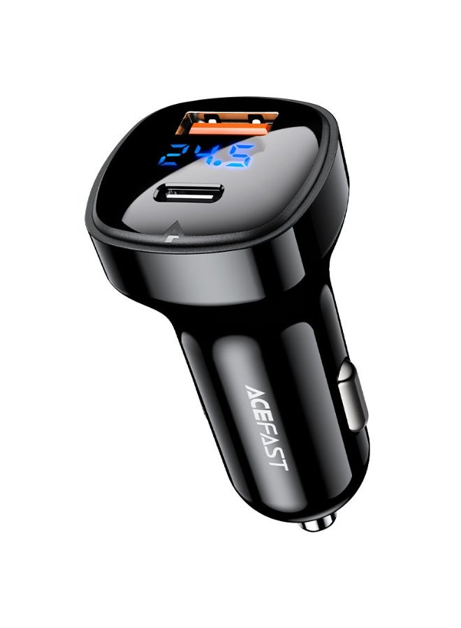 ACEFAST Fast Car Charger B4 66W, Dual Port 1 USB-C & 1 USB-A, USB-C 36W + USB-A 30W Output, LED Digital Display - Black - Image 1