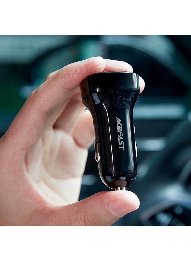 ACEFAST Fast Car Charger B4 66W, Dual Port 1 USB-C & 1 USB-A, USB-C 36W + USB-A 30W Output, LED Digital Display - Black - Image 4