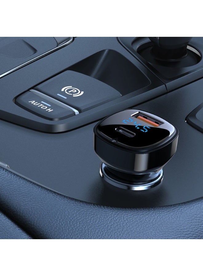 ACEFAST Fast Car Charger B4 66W, Dual Port 1 USB-C & 1 USB-A, USB-C 36W + USB-A 30W Output, LED Digital Display - Black - Image 2