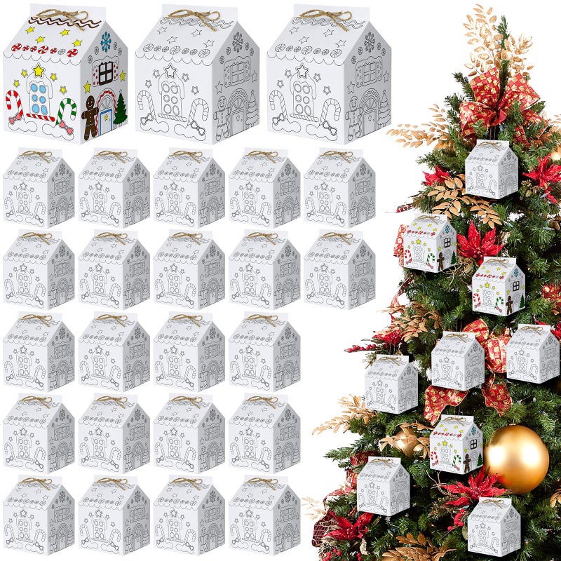 Zhanmai 24 Sets Christmas Gingerbread House Kit DIY Gingerbread House Kit Christmas Craft Kit for Boy Girl Kids Holiday Fun Game Party Decorating Playtime 53 x 43 x 43 Inch White