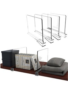 Beauenty 4-pack Acrylic Shelf Dividers For Closet,wood Closets Shelf Separator And Organizer,closet Shelf Divider For Kitchen Cabinets, Bookcases,home And Office,closet Sweater/Shirt/organizer  - Image 1