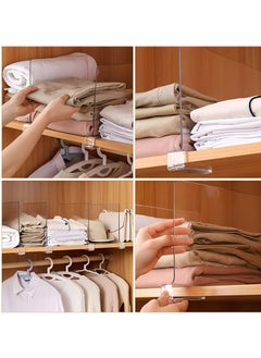 Beauenty 4-pack Acrylic Shelf Dividers For Closet,wood Closets Shelf Separator And Organizer,closet Shelf Divider For Kitchen Cabinets, Bookcases,home And Office,closet Sweater/Shirt/organizer  - Image 2