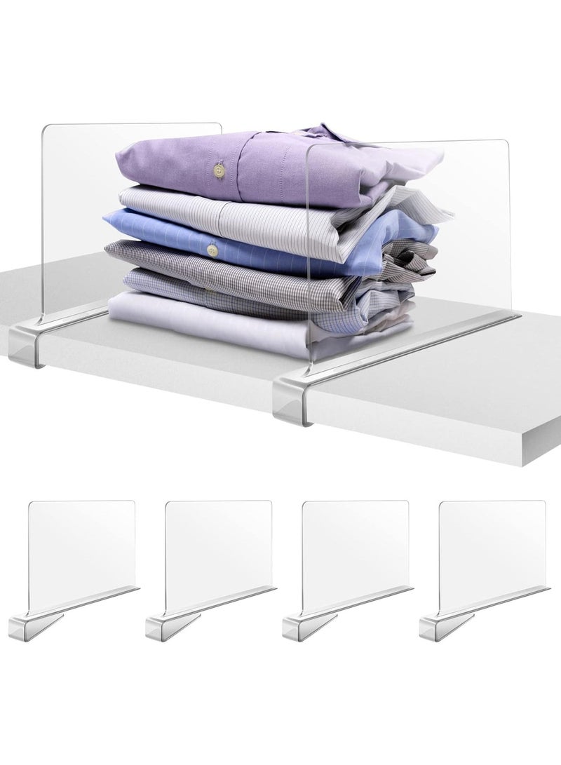 Beauenty 4-pack Acrylic Shelf Dividers For Closet,wood Closets Shelf Separator And Organizer,closet Shelf Divider For Kitchen Cabinets, Bookcases,home And Office,closet Sweater/Shirt/organizer - Image 1