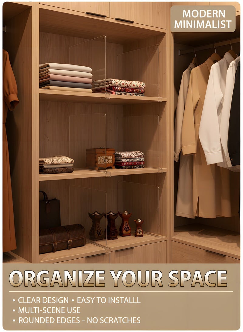 Beauenty 4-pack Acrylic Shelf Dividers For Closet,wood Closets Shelf Separator And Organizer,closet Shelf Divider For Kitchen Cabinets, Bookcases,home And Office,closet Sweater/Shirt/organizer - Image 3