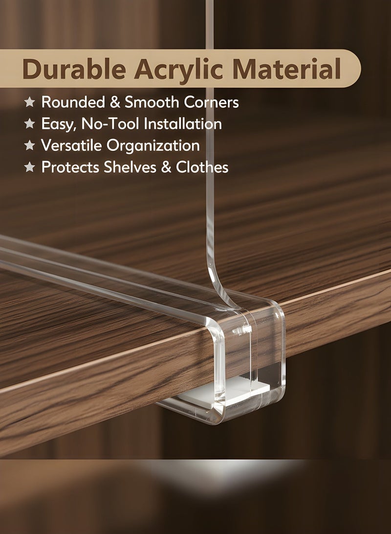 Beauenty 4-pack Acrylic Shelf Dividers For Closet,wood Closets Shelf Separator And Organizer,closet Shelf Divider For Kitchen Cabinets, Bookcases,home And Office,closet Sweater/Shirt/organizer - Image 5