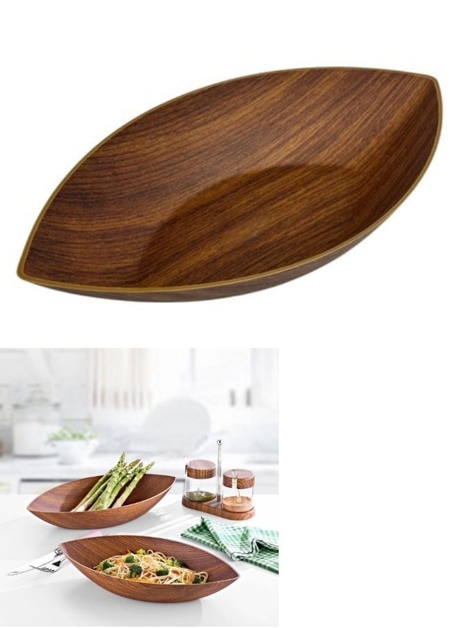 Evelin Wood Finish Plastic Bowl for Salads, Fruits and Popcorn Adds an Elegant Look to Your Home (Shatterproof)  - Image 1