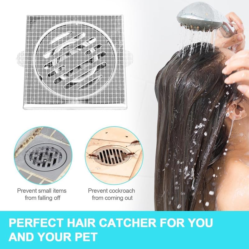 Dkriva® Disposable Shower Drain Hair Catcher, Kitchen Sink Strainer, Waterproof Mesh Stickers, Bathroom Floor Drain Protector, Hair Trap, Clog Prevention, 4" X 4", White, 10 pcs - Image 2