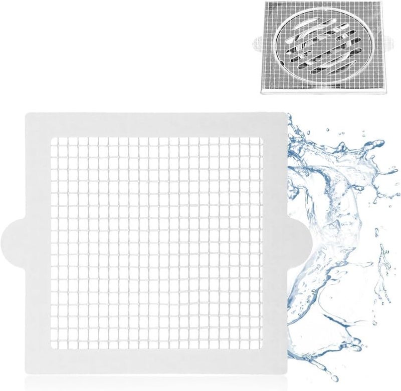 Dkriva® Disposable Shower Drain Hair Catcher, Kitchen Sink Strainer, Waterproof Mesh Stickers, Bathroom Floor Drain Protector, Hair Trap, Clog Prevention, 4" X 4", White, 10 pcs - Image 1