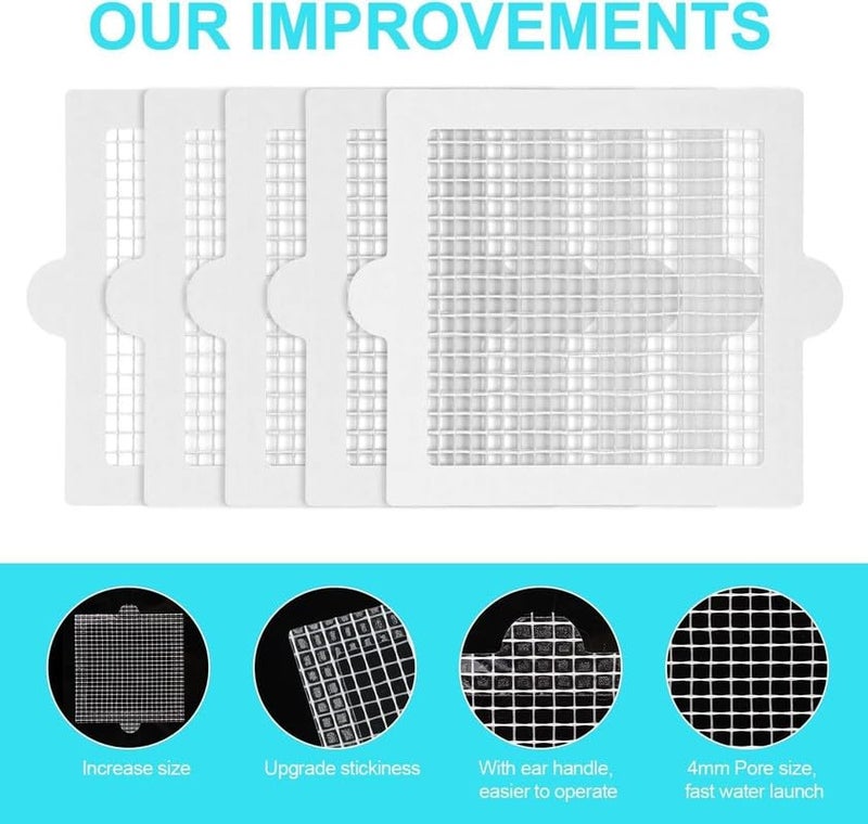 Dkriva® Disposable Shower Drain Hair Catcher, Kitchen Sink Strainer, Waterproof Mesh Stickers, Bathroom Floor Drain Protector, Hair Trap, Clog Prevention, 4" X 4", White, 10 pcs - Image 4