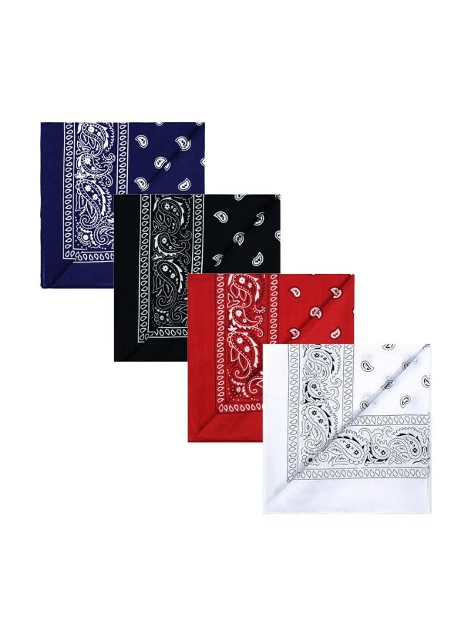 JCD 4 قطع وشاح رأس باندانا للرجال والنساء، عصابات رأس متعددة الوظائف بنمط بيزلي، 55 × 55 سم - Image 1
