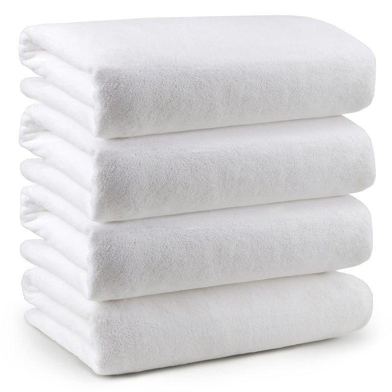 Orighty Bath Towel Pack of 427 x 54 Soft Feel White Bath Towel Sets Highly Absorbent Microfiber Towels for Body Quick Drying Microfiber Towels for Sport Yoga SPA Fitness - Image 1