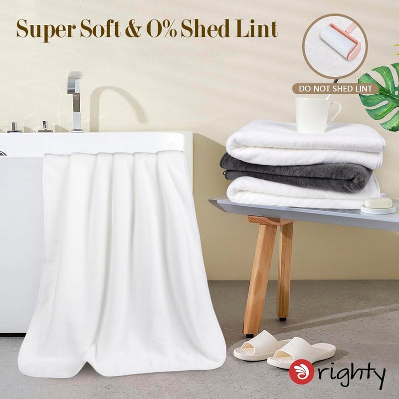 Orighty Bath Towel Pack of 427 x 54 Soft Feel White Bath Towel Sets Highly Absorbent Microfiber Towels for Body Quick Drying Microfiber Towels for Sport Yoga SPA Fitness - Image 2