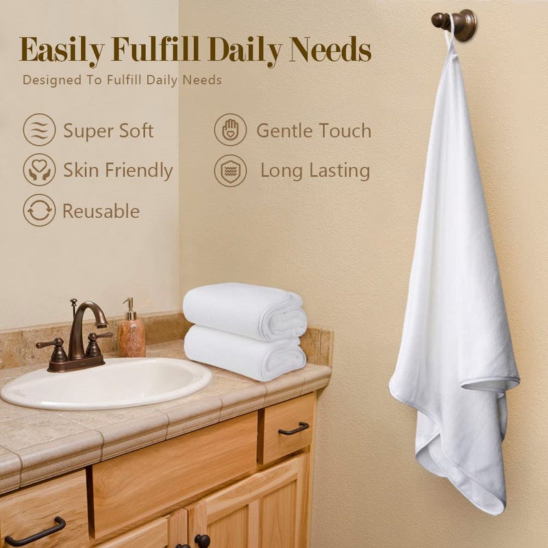 Orighty Bath Towel Pack of 427 x 54 Soft Feel White Bath Towel Sets Highly Absorbent Microfiber Towels for Body Quick Drying Microfiber Towels for Sport Yoga SPA Fitness - Image 5