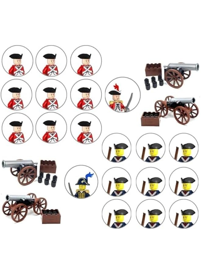 24pc Revolutionary War Mini Soldiers, War Soldiers Set Red vs Blue Coats, Civil Army Battle Soldiers,  - Image 1