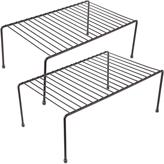 12FOR COLLECTION Black Stainless Steel Multipurpose Dish Rack,Storage Shelves for Kitchen Cabinets,Plate Stand,Utensil Rack (Black Pack of 2) - Image 3