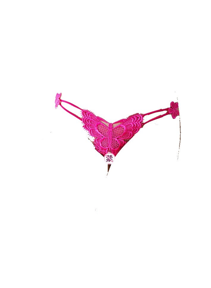 Women Lace Mid Rise Brief Underwear Breathable Scallop Trim Panties With Pearls.  - Image 1