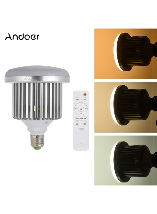 أندوير مصباح LED بقوة 50 واط، قاعدة E27، سطوع قابل للتعديل ودرجة حرارة لون قابلة للتعديل من 3200 كلفن إلى 5600 كلفن، مع جهاز تحكم عن بعد، مناسب للاستوديوهات والتصوير الفوتوغرافي والفيديو، يعمل بجهد كهربائي من 185 إلى 245 فولت تيار متردد - Image 1