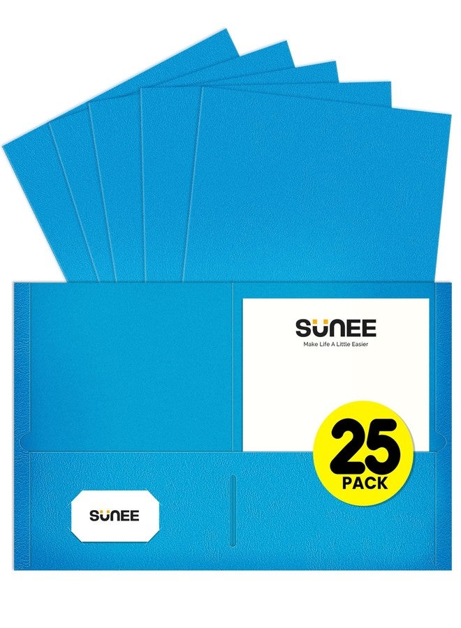 SUNEE Folders with Pockets(25 Pack, Blue), 2 Pocket Folders Fit Letter Size Paper, Paper File Folder for School Office Home Business - Image 1
