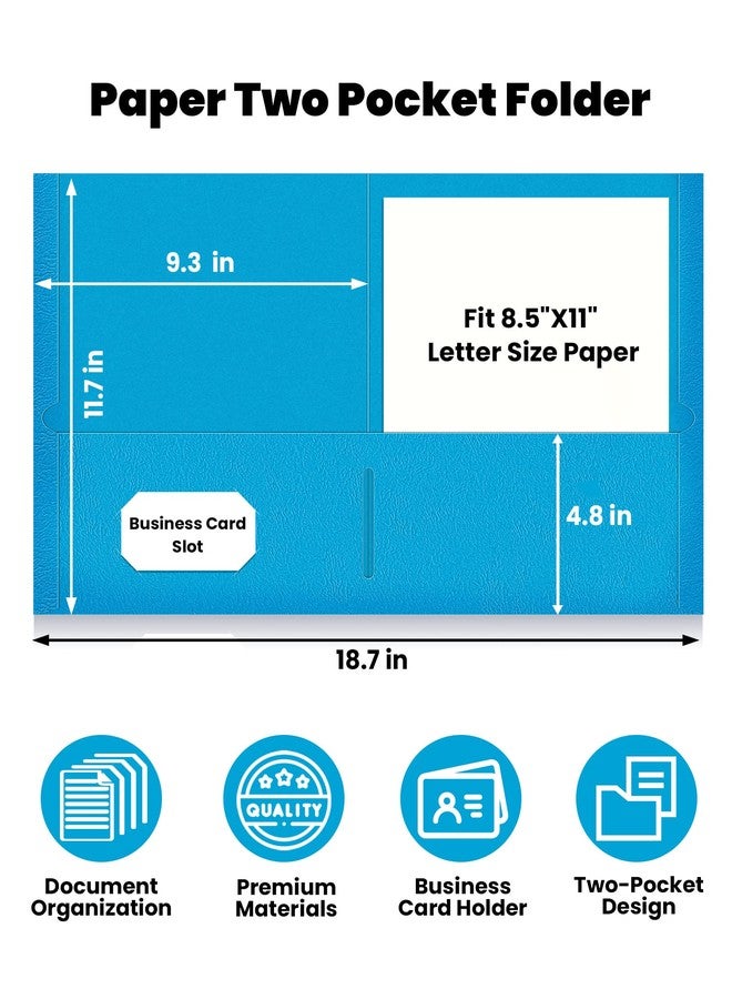 SUNEE Folders with Pockets(25 Pack, Blue), 2 Pocket Folders Fit Letter Size Paper, Paper File Folder for School Office Home Business - Image 2