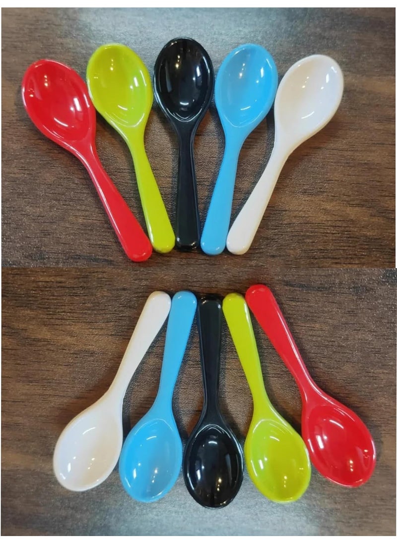FASHRAMP FASHRAMP Plastic Masala Spoon for Small Containers Multipurpose Spoon for Dispensing Tea Coffee Sugar Condiments Spices Multicolor Set of 10  - Image 1