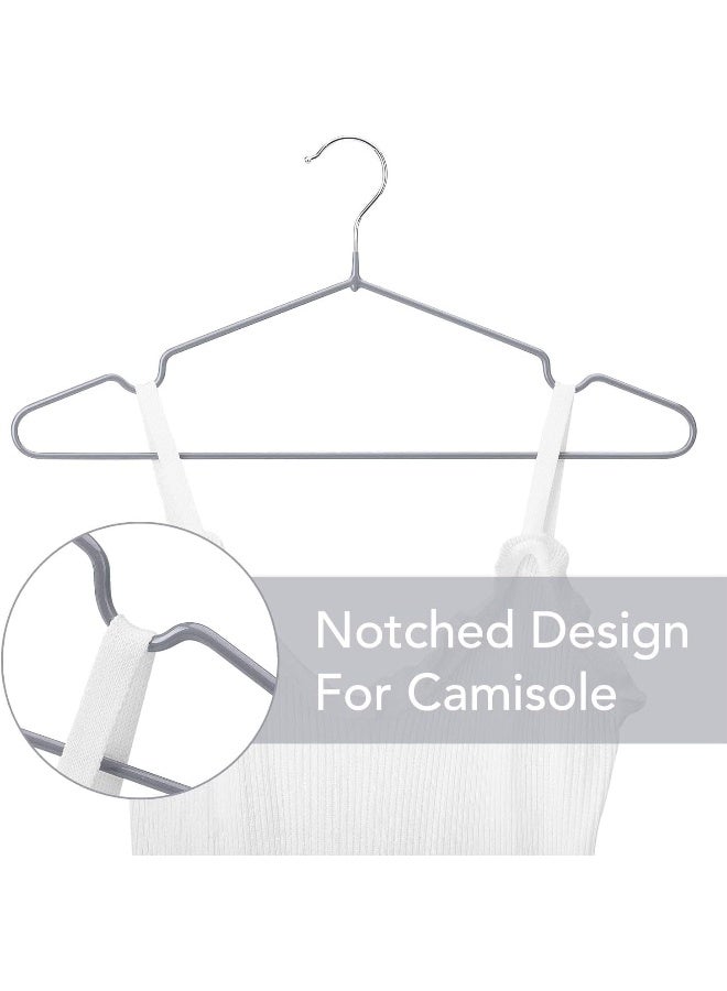HOUSE DAY Metal Hangers Plastic Hangers 10 Pack - Grey Shirt Hangers for Clothes Space Saving Clothes Hangers Rubber Coat Hangers for Adult Heavy Duty Hangers Strong Anti-Slip Hangers Wire Hangers - Image 4