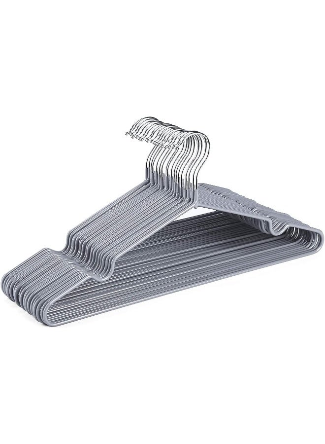 HOUSE DAY Metal Hangers Plastic Hangers 10 Pack - Grey Shirt Hangers for Clothes Space Saving Clothes Hangers Rubber Coat Hangers for Adult Heavy Duty Hangers Strong Anti-Slip Hangers Wire Hangers - Image 1