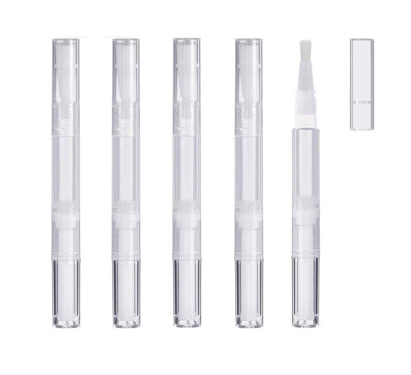 Islmlisa E-lishine 3 ml Transparent Twist Pens Empty Nail Oil Pen with Brush Tip,Lip Gloss Container Applicators Growth Liquid Tube,Set of 5 - Image 1