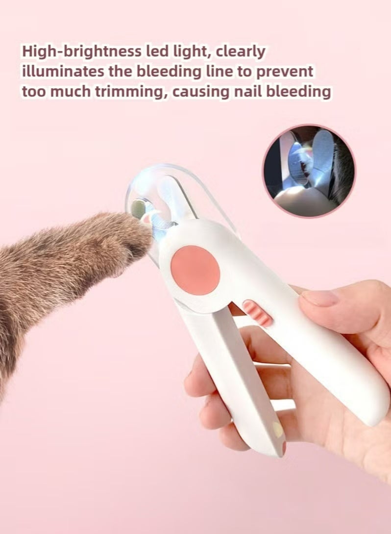 جاذبية الحيوانات الأليفة مقص أظافر للحيوانات الأليفة مع مصابيح LED، مقص أظافر للحيوانات الصغيرة، أدوات احترافية للعناية بالجمال، تجنب القطع المفرط، مناسب للكلاب الصغيرة والقطط والأرانب والطيور والجراء والقطط الصغيرة (وردي) - Image 1