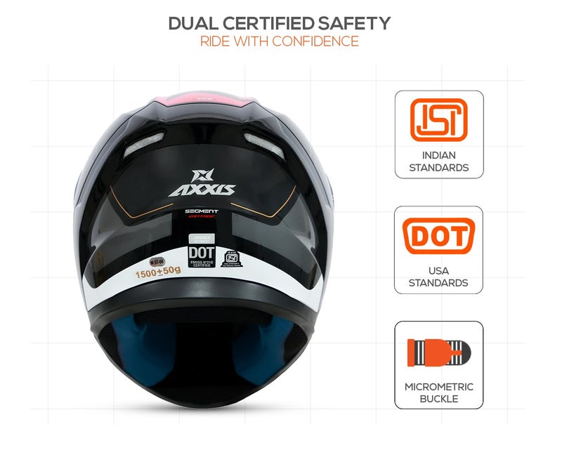 AXXIS Segment Vantage Full Face Helmet | ISI & DOT Certified | Dual Visor | Lightweight Polycarbonate Shell | Aerodynamic & Comfortable (Red Black, L) - Image 5