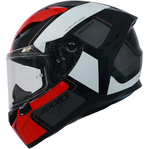 AXXIS Segment Vantage Full Face Helmet | ISI & DOT Certified | Dual Visor | Lightweight Polycarbonate Shell | Aerodynamic & Comfortable (Red Black, L) - Image 1