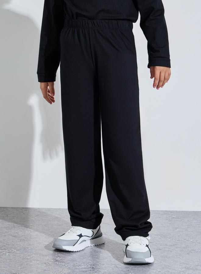 Styli Teen Unisex Black Solid Long Sleeves T-Shirt and Joggers Set - Image 5