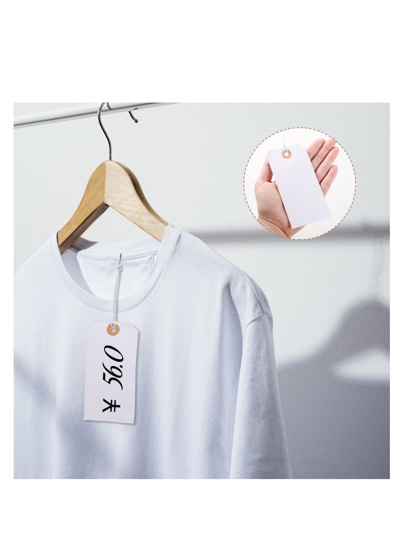 Zikra 100pcs Large Price Tags, with Elastic String White Hang Paper Tags with String Attached Reinforced Hole Writable Price Tags, Inventory Tags, Gift Jewelry Clothing Display Tags, Versatile Applications - Image 4