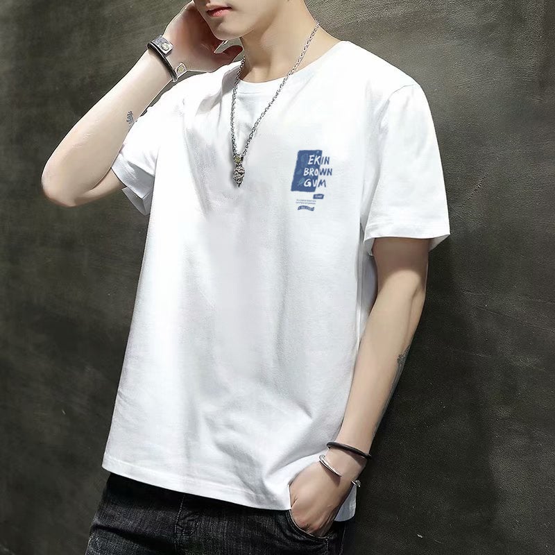 2023 New Mens Short-sleeved T-shirt Summer Trendy Loose Base Shirt Short-sleeved Mens Slim-fit Teenager Men T735 khakis - Image 5