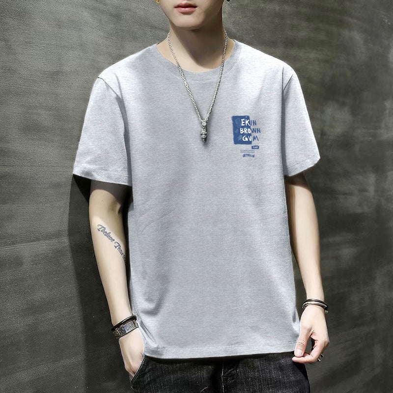 2023 New Mens Short-sleeved T-shirt Summer Trendy Loose Base Shirt Short-sleeved Mens Slim-fit Teenager Men T735 khakis - Image 2