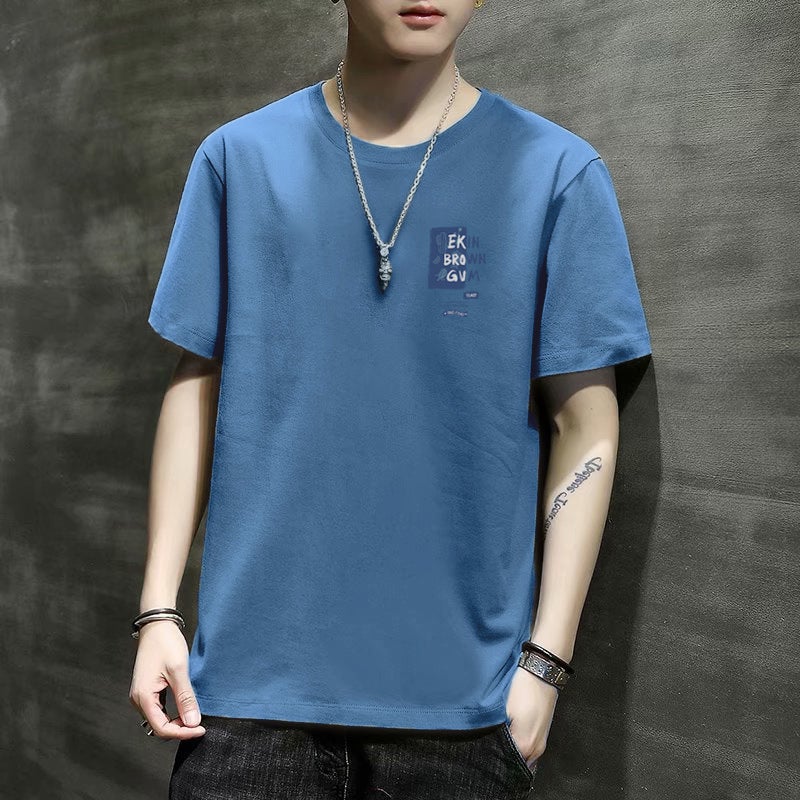 2023 New Mens Short-sleeved T-shirt Summer Trendy Loose Base Shirt Short-sleeved Mens Slim-fit Teenager Men T735 khakis - Image 3
