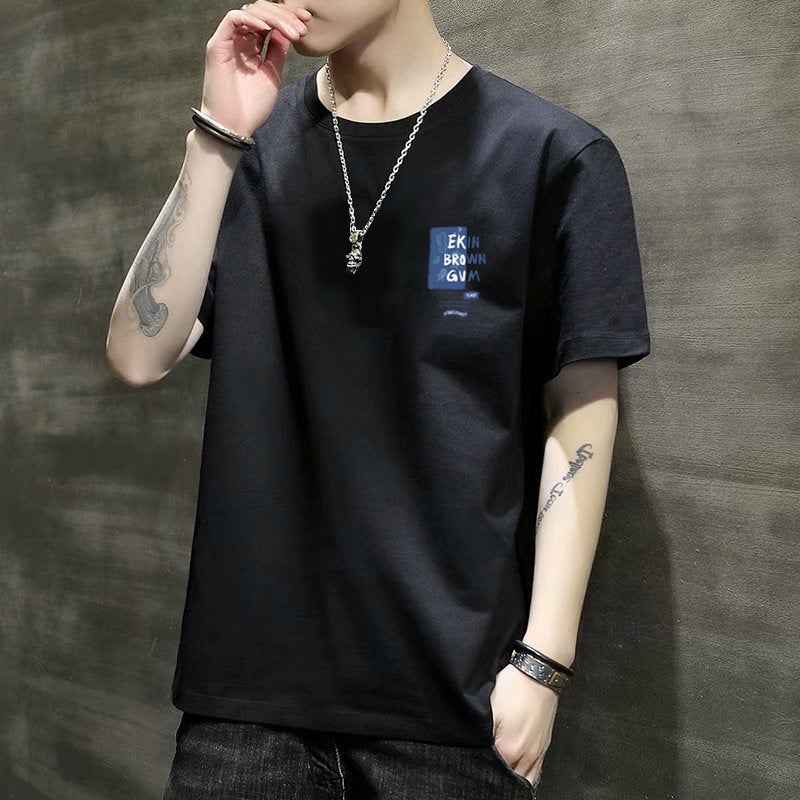 2023 New Mens Short-sleeved T-shirt Summer Trendy Loose Base Shirt Short-sleeved Mens Slim-fit Teenager Men T735 khakis - Image 4